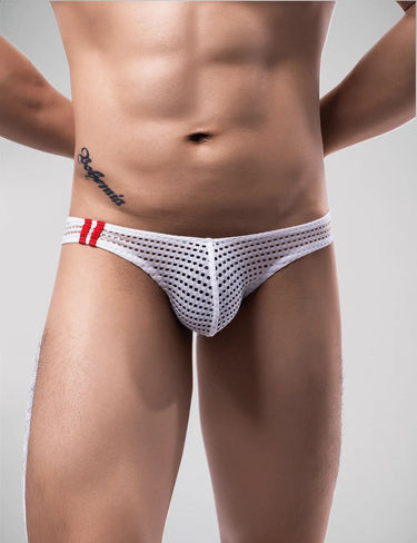 Scandals Mesh Stripe Briefs Menswear Scandals Menswear White S